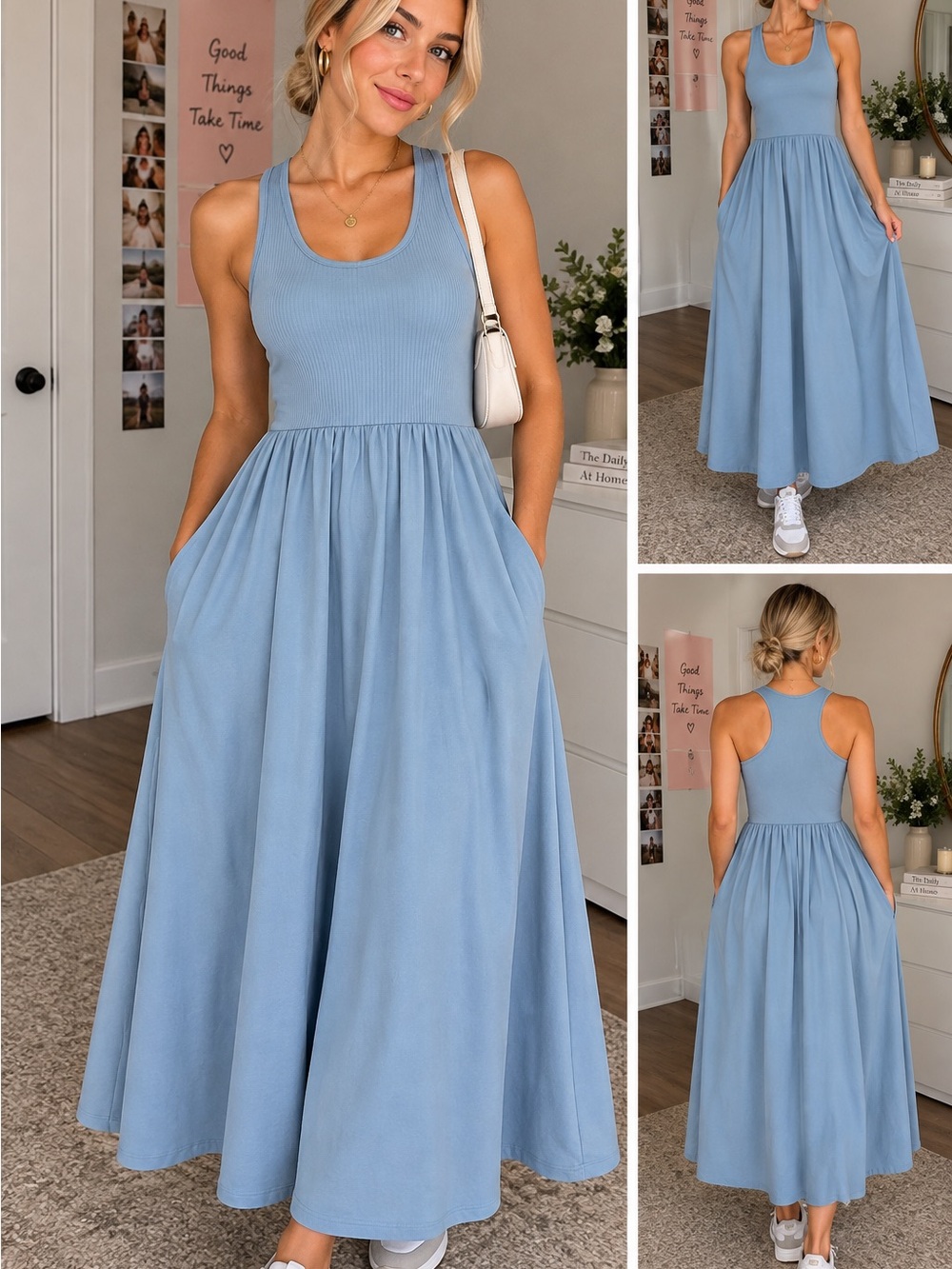 Member's Mark Women's Everyday Light Blue Tank Midi Dress